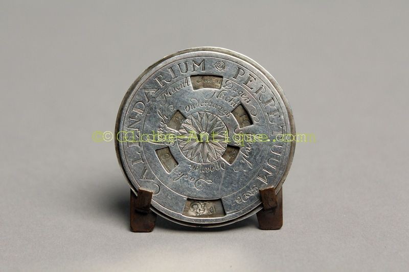 Silver perpetual calendar medal Antique scientific and nautical